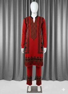 Red Woolen Kurta Pant set