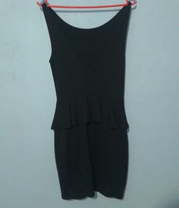 Solid Black Peplum Dress