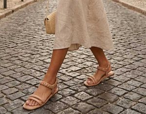 Elegant Beige Flat Sandals