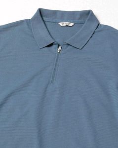Team Spirit Textured Half-Zip Polo T-Shirt – Blue