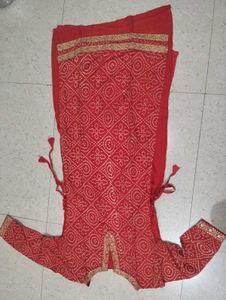 Red Bandhani Kurta