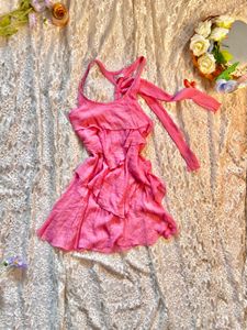 Chic Pink tiered  Ruffle y2k fairy core Dress
