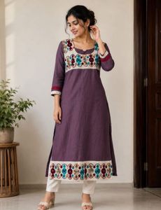 Embroidered Purple Kurta