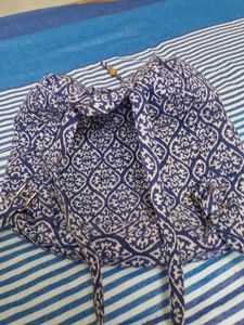 Blue & White Patterned Tote Bag