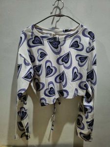 Cute Cropped Heart Print Top