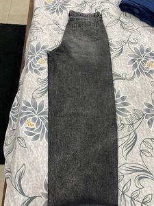 Stylish Grey Acid Wash Wide Leg Jeans