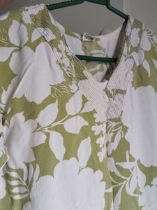 Green Floral Print Kurta