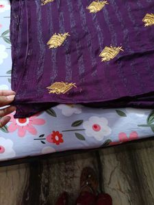 Elegant Purple Embroidered Saree