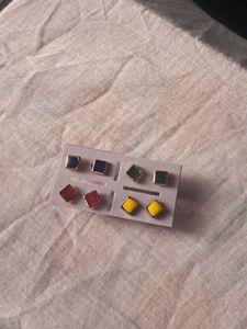 Colorful Square Stud Earrings Set