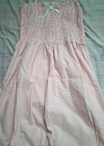 Pink Striped Smocked Dress