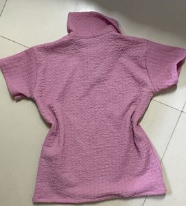Textured Pink Polo Shirt