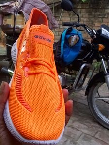 STYLISH ORANGE DARK AND WHITE COMBINATION SHOE FOR MEN