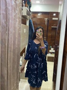 Chic Navy Blue Printed Dress