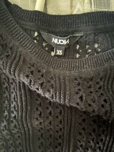 Shimmer Crochet Wool Tunic Top For Women