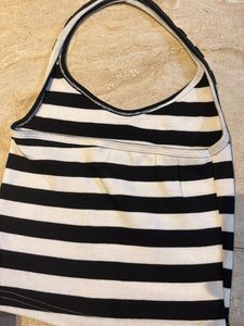Black &amp; White Striped Halter Top