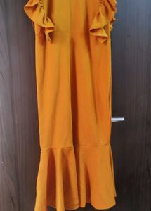 Stylish Mustard Yellow Ruffle Dress