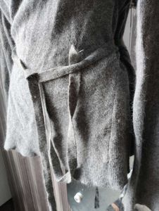 Chic Grey Wrap Knit Sweater