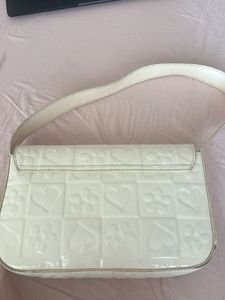 Cute Cream Shoulder Bag with Heart &amp; Flower Design