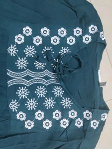 Embroidered Teal Top