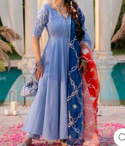 Elegant Blue Anarkali Suit with Dupatta XXL