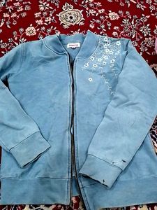 Blue Floral Embroidered Jacket