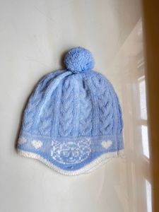 Cozy Blue Knit Pompom Hat