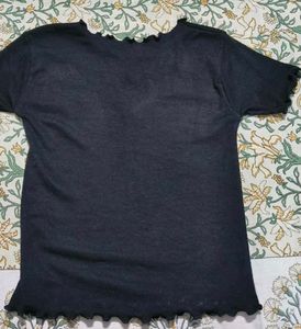 Black Heart Cutout Ribbed Top