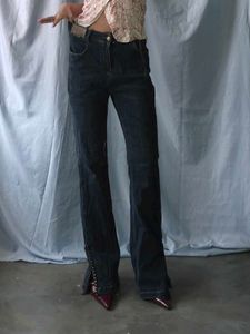Flared Jeans with Studded Slits