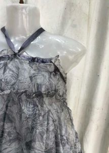 rose print grey frock