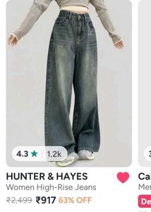Vintage Wash Wide Leg Jeans Waist: 26