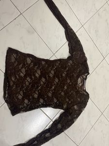 Brown Mesh Y2K Top