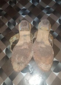 Beautiful Orangish Golden Stone Heels