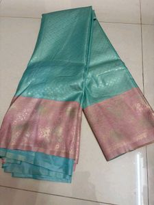Elegant Sea blue and Pink Saree