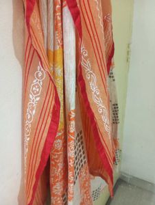 Orange Block Print Kurta