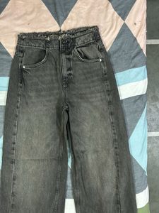 Westside Wide-Leg Charcoal Grey Jeans