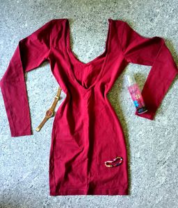 🔥😍HOT MAROON BACKLESS BODYCON FOR WOMEN