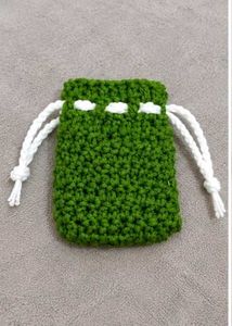 Handmade Green Crochet Drawstring Pouch