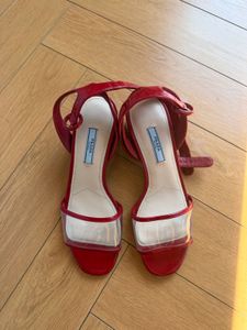 Prada Red Vinyl Sandals