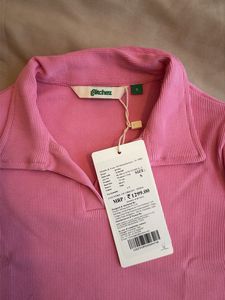 Chic Pink Polo Neck Crop Top