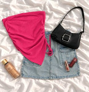 Hot Pink Ruched Tube Top
