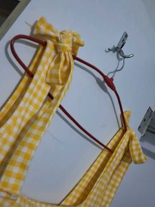yellow dress white checkered