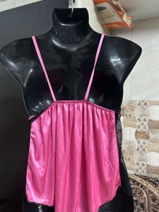 Elegant Black &amp; Pink Lingerie Nightdress