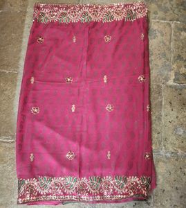 Magent Embroidered Saree