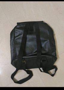 Black Faux Leather Backpack