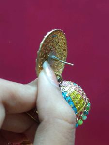 Colorful Jhumka Earrings with Ring