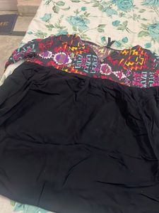 Black Kurta with Colorful Print