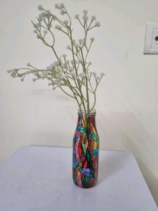 Hand-Painted Dragonfly Glass Bottle Vase