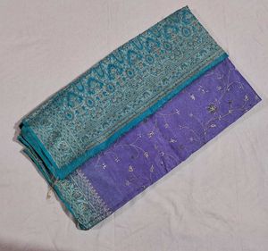 Stunning Embroidered Silk Saree with Blouse (free
