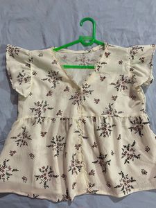 Chic Floral Print Peplum Top