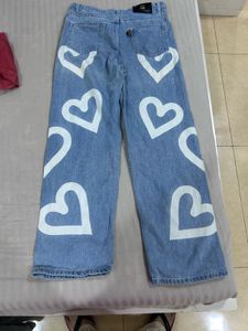 Heart Print Wide Leg Jeans